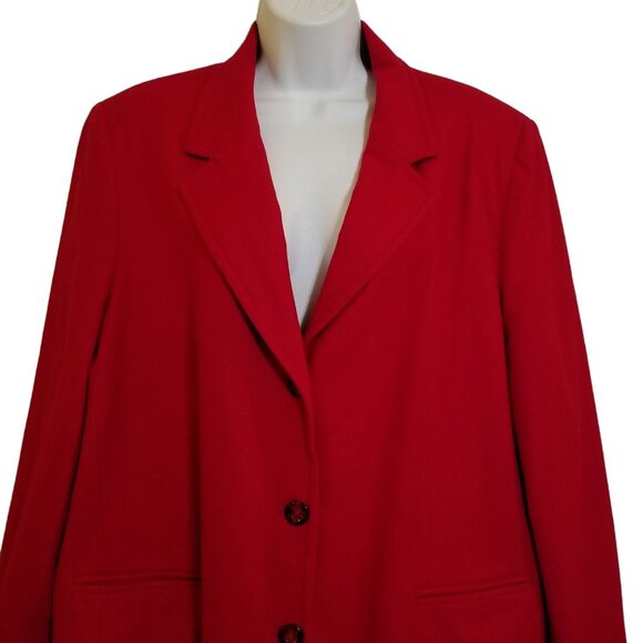 Worthington Womens Suit Blazer Size 20W Wool Red 3 Button Long Sleeve Vintage - Picture 3 of 11